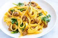 Spinach Sausage Alfredo Pasta